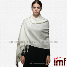 cachecol de lã de cashmere simples, cachecol de cor sólida branca, cachecol de lã de cashmere pashmina